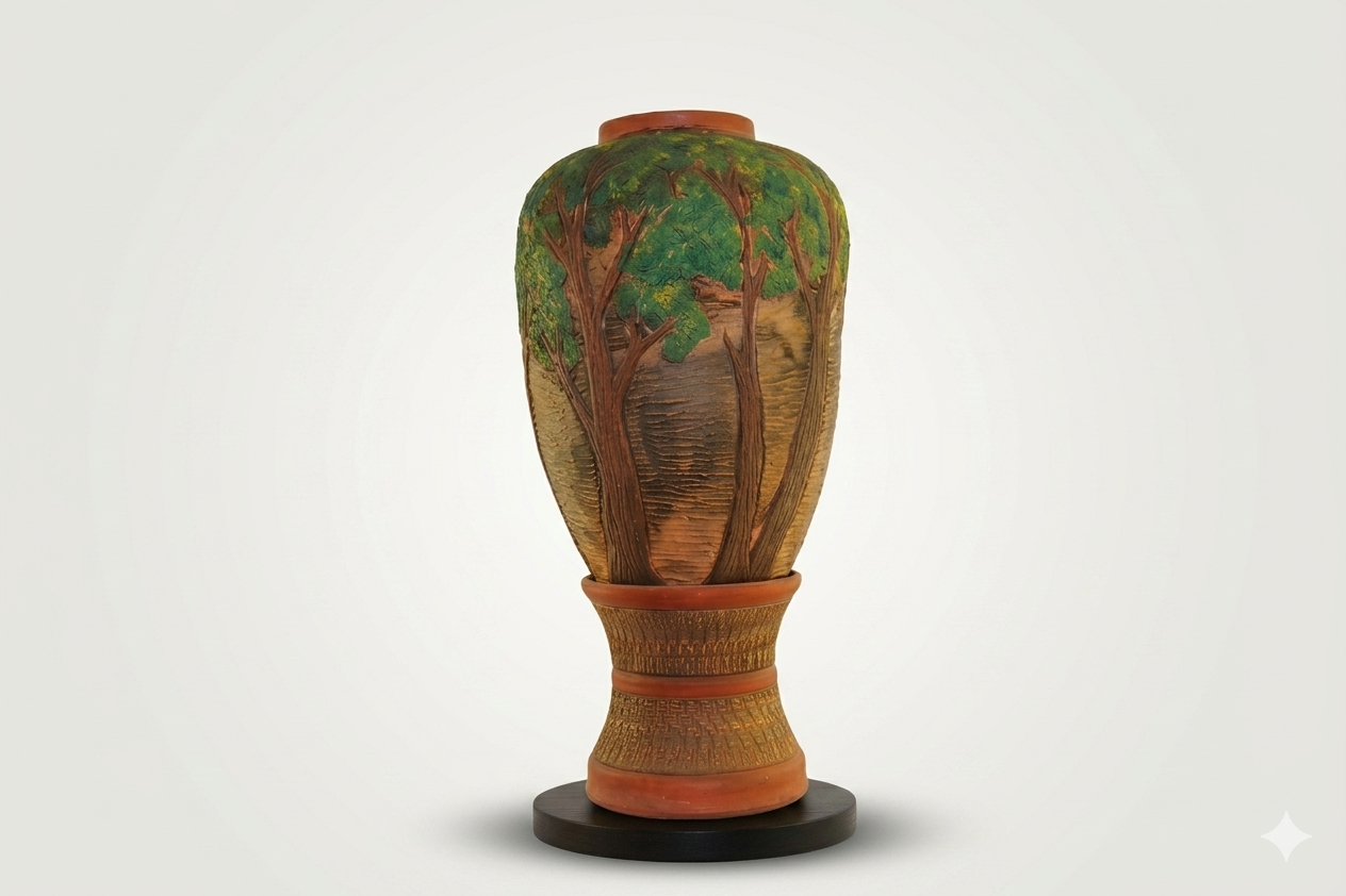 Jarre en Relief Émaillée – Le Chant de la Forêt du Mayombe